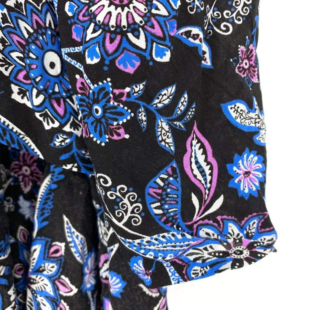 Swimsuits For All Women's Sz 14/16 Kimono Swim Coverup Floral Black *NO BELT